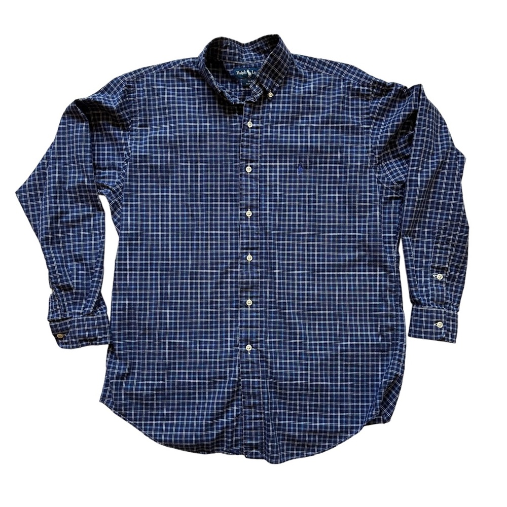 Ralph Lauren Men's Blue Label Blake Blue Plaid Button Down Shirt Size Small.
